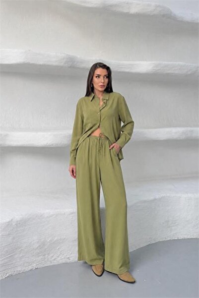 Neşeli Butik set de două piese pentru femei, cămașă și pantaloni supradimensi...