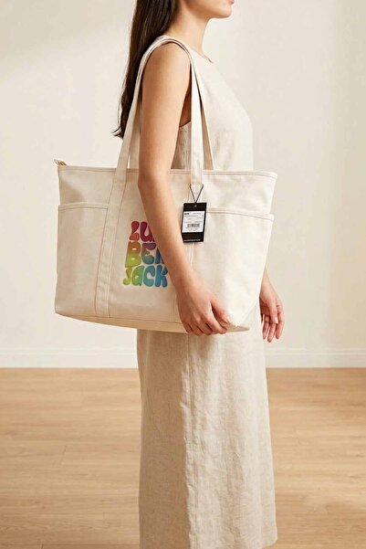 lumberjack Large Canvas Women's Shoulder Bag – Casual Beach and Shopping Bag ...