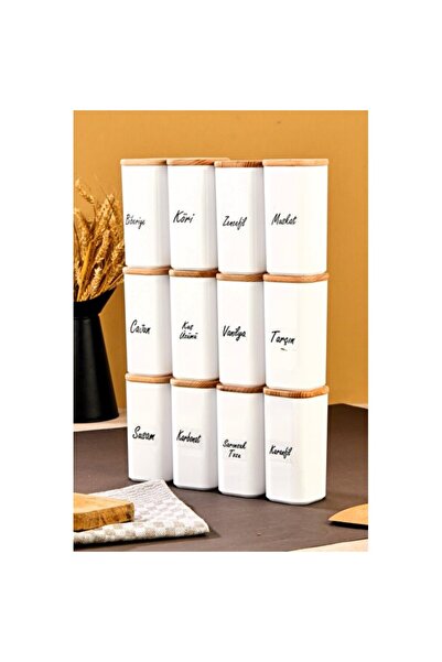 Empressco 12-Piece 300 ml Acrylic Mica Spice Container Set with Bamboo Wooden...