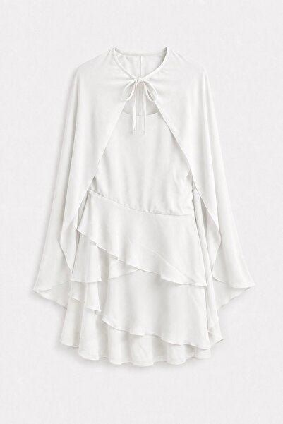 elif teke Cape Dress Ecru