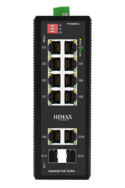 HIMAXHUB HIMAX βιομηχανικός διακόπτης PoE PS1802FG-I, 8 θύρες GE PoE/2 θύρες ...