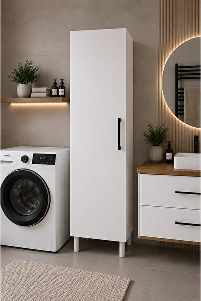 Çavdar Mobilya Dekorasyon Beyaz 5 Bölmeli Banyo Dolabı - Çok Amaçlı Banyo Dolabı