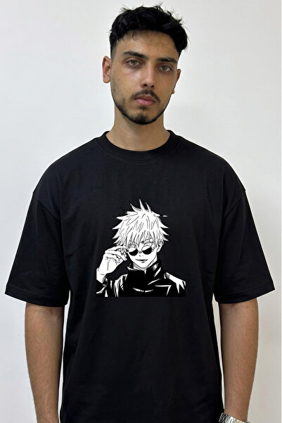 Anetos Gojo Satoru_40 Design Printed Oversize Black T-Shirt