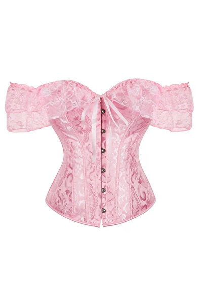 Mournbelle Vintage / Victorian Pembe Dantelli Lolita Y2K Korse