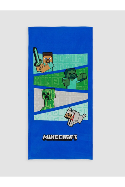 LC Waikiki Plavi Minecraft pamučni peškir za plažu za dečake 70x150 cm