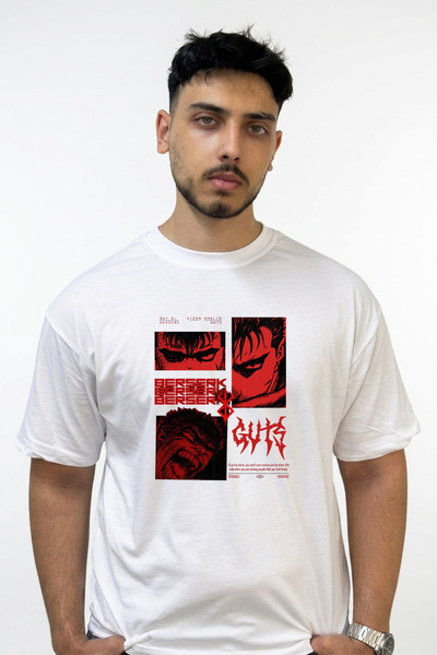 Anetos Guts Berserk_4 Design Printed Oversize White T-Shirt