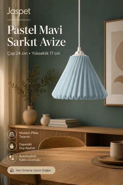 Jaspet Seagull Mavi Avize Yatak Odası, Oturma Odası Tekli Sarkıt Avize (Biopl...