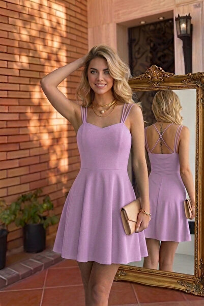 ALFUDO Moda Collection İnce Askılı Sırt Dekolteli Volan Kloş Siyah Mezuniyet ...