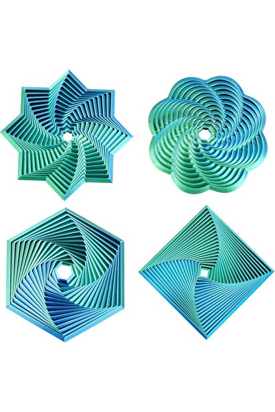 Choice M green 4pcs Fractal Spiral Hexagon Restless Star, Colorful Rotating S...