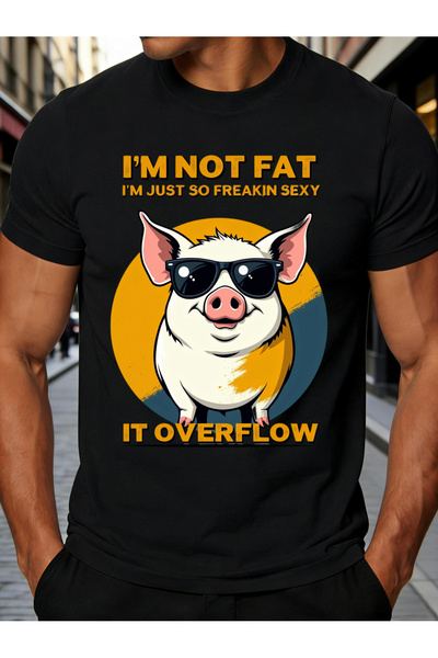 NOURAM Cartoon Pig with Sunglasses Men'S T-Shirt Funny Humorous Statement Des...