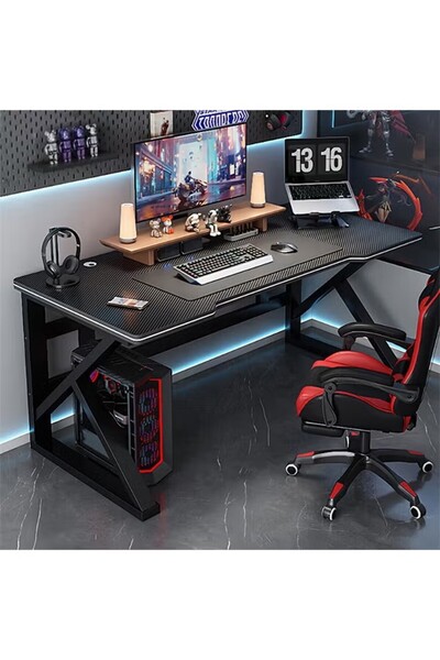 DOMEET Gaming Desk Double K Frame Design Computer Desk Ergonomic PC Desktop C...