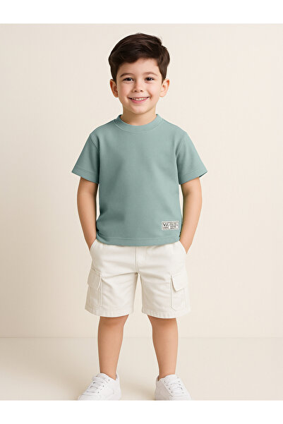 Victor and Jane By Styli Boys Textured Knit Round Neck T-Shirt
