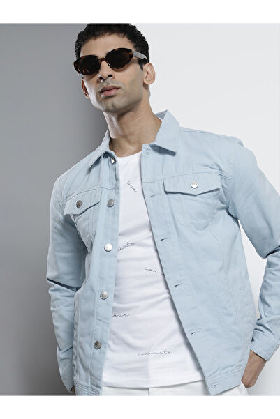 The Indian Garage Co By Styli Men Light Blue Denim Jacket