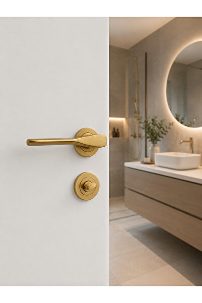 Özen Royal Yuvarlak Rozetli Banyo WC Kapı Kolu Skoç Titanyum