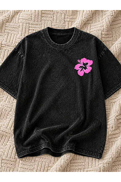 Pink Sky Μπλουζάκι Unisex Oversize με εφέ ξεβαμμένου υφάσματος, Vintage Stree...