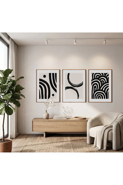 KOLAJTASARIM Set de picturi minimaliste, abstracte, curbate, din 3 piese, cu ...