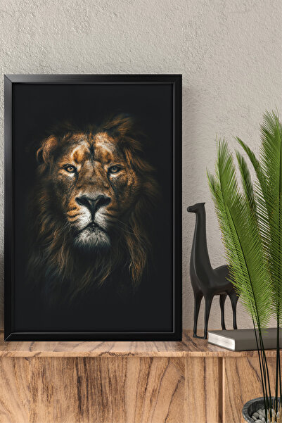 Erfa Concept Ahşap Çerceve Görünümlü MDF Tablo Yatak Odası İçin Modern Aslan ...