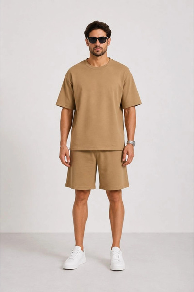 Asmedo Men's Premium Osy Modal Soft Textured T-Shirt and Pocket Shorts Set - ...