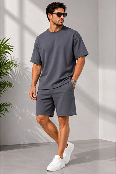 Asmedo Men's Premium Osy Modal Soft Textured T-Shirt and Pocket Shorts Set - ...