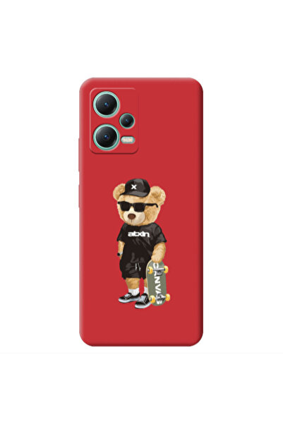 Other Xiaomi Redmi Note 12 Pro 5G Bear with glasses Red Colored Silicone TPU ...