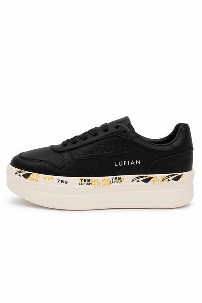 Lufian Pantofi sport pentru femei, 100% din piele naturală, negri, pantofi sp...