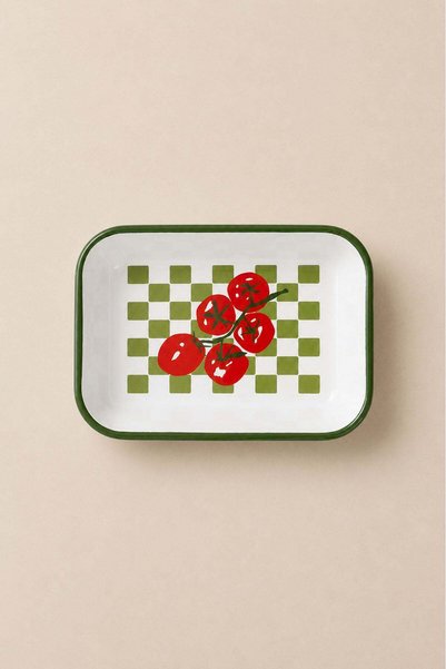 Barine Pomodoro Tomato Patterned Enamel Serving Plate 21X14X4 cm