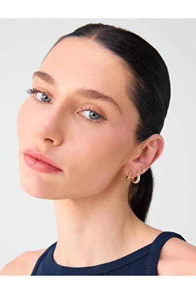 Jimmy Key Elegant Triple Set Earrings with Gold Color Stone Detail