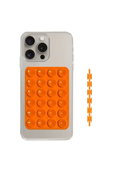 lemontti Suport Silicon Duo cu ventuze pentru telefon Portocaliu
