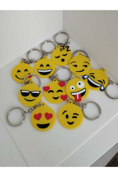 3D Layshop Set of 10 3D Emoji Keychains - Fun Facial Expressions Birthday Party Gift and Bag Decoration