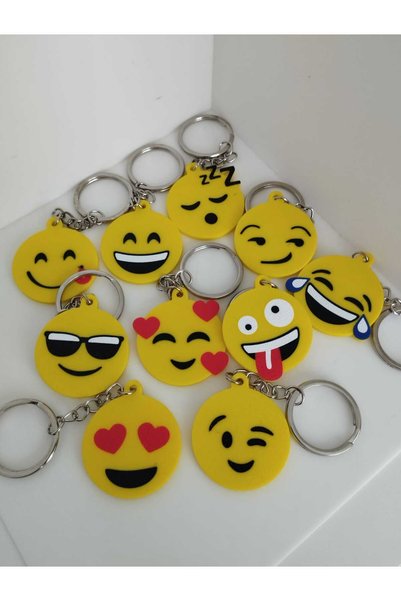 3D Layshop Set of 10 3D Emoji Keychains - Fun Facial Expressions Birthday Party Gift and Bag Decoration