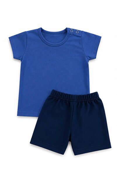 Oz Baby Yazlık Erkek Kız Bebek Unisex Çıtlı Yaka %100 Pamuk Bebek Takım 6-24 Ay