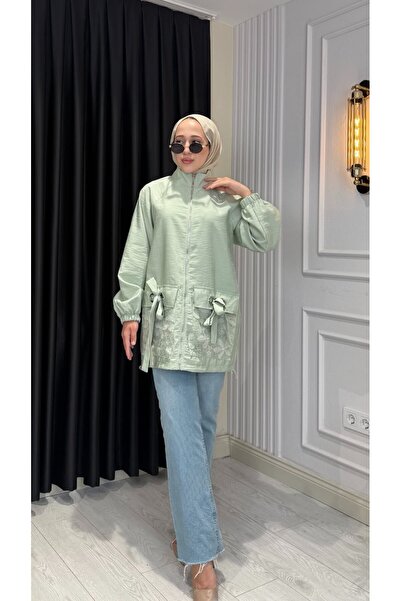 Jupe Kadın Fiyonk Cepli Dantel Detaylı Oversize Kap 9307