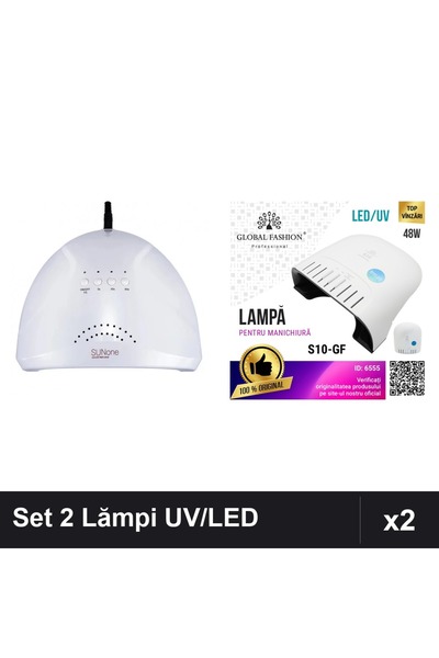 NAİLS Set 2 Lămpi UV/LED Profesionale 48W cu Timer pentru Uscare Unghii Gel M...