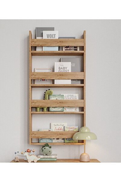 Afilli Montessori Çocuk Odası Kitaplığı Mdf Kitaplık 10x54x120 cm Safir Meşe