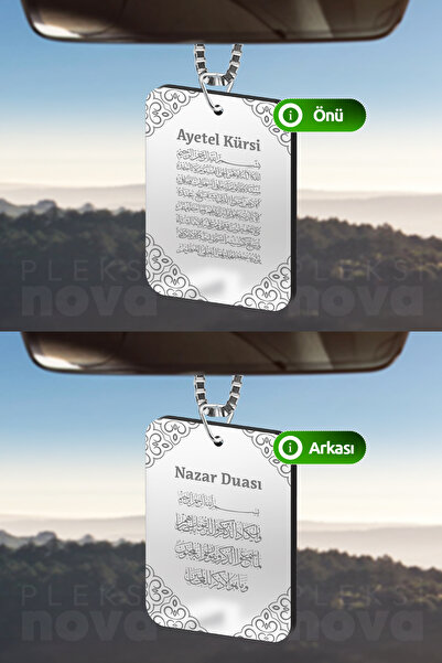 Pleksinova Ayetel Kürsi ve Nazar Dualı Araba Süsü Dikiz Aynası Süsü Araba Süs...
