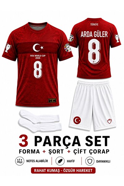 yenteks Türkiye 2026 Arda Güler Kırmızı Beyaz Çocuk Forması Çorap Hediyeli (SH)