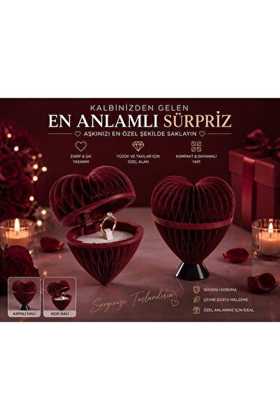 farist Kalp Şeklinde Yüzük Kutusu | Romantik Takı Saklama Kutusu | Dekoratif ...