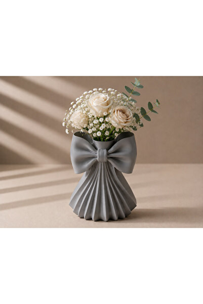 farist Decorative Vase with Bow Design |   Modern Flower Vase |   15X12X18 cm