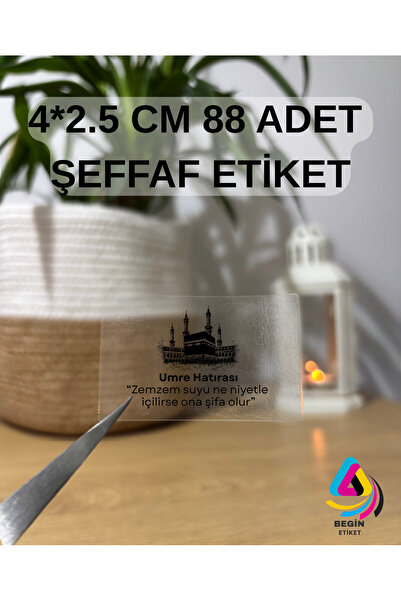 BEGİN ETİKET Kişiye Özel Umre Hatırası Etiketi Şeffaf 40x25mm 0011