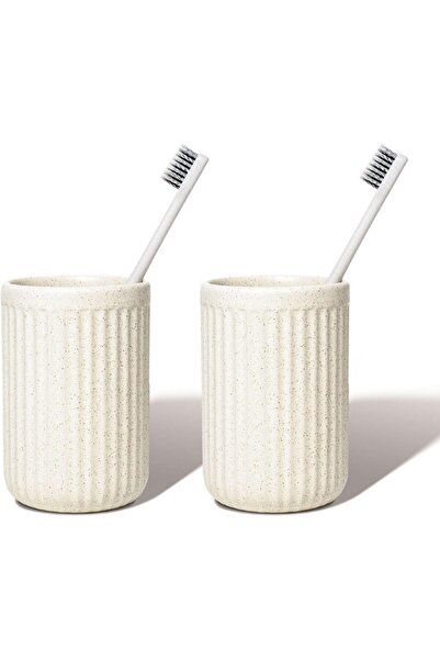 Arabest 2-Pack Ceramic Toothbrush Holder Set,Toothbrush Mouthwash Cup,Bathroo...
