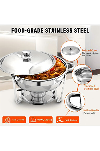 Shangxing Round Stainless Steel Chafing Dish Buffet Set, Large Capacity Dual-...