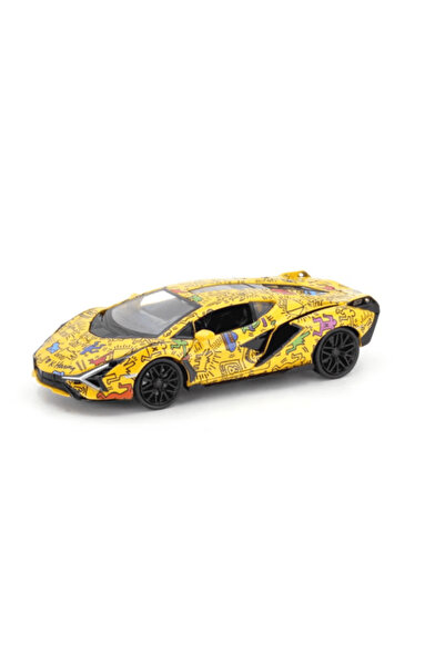 D-Power 1:32 Die-Cast Lamborghini Sian FKP 37 Keith Haring Edition Yellow wit...