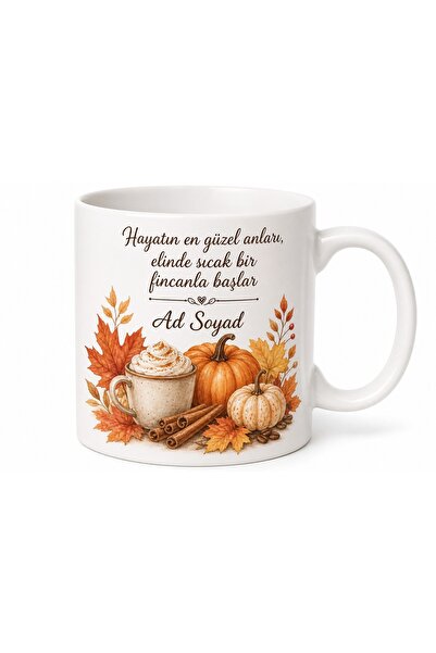 Tupya Gift Pumpkin Spice Latte Temalı Baskılı Kupa Bardak Sonbahar Hediye Kahve