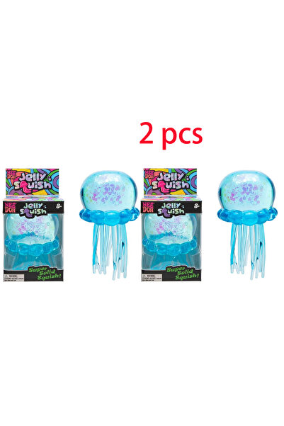 Needoh Jelly Squish Blue Jellyfish Fidget Toy - Super Solid Squish Stress Rel...