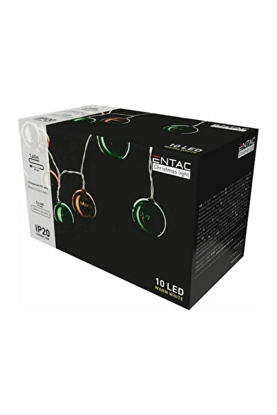 Entac 10 Φώτα LED 1,65μ. Θερμό Λευκό Φωτιστικό Μπαταρίας σε Σειρά 1 τεμάχιο Κ...
