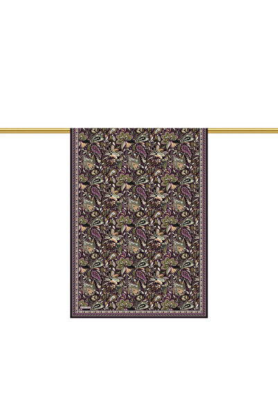 Bursa İpek Plum Ahenk Pattern Crepe Silk Shawl