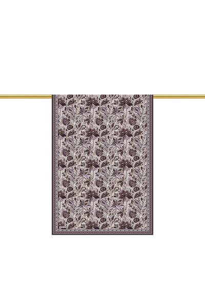 Bursa İpek Lilac Ahenk Pattern Crepe Silk Shawl