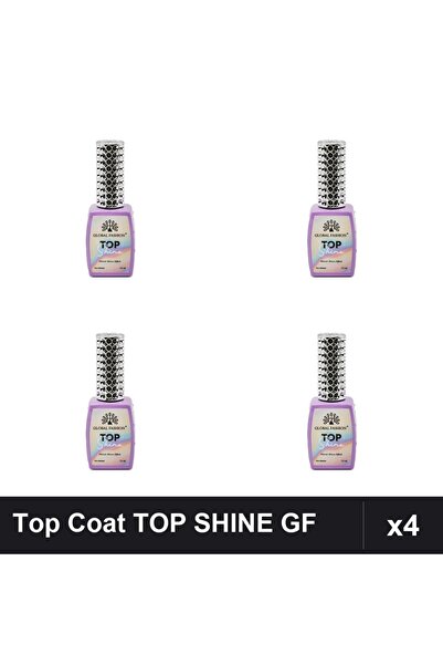 global fashion Set 4 Top Coat Efect Oglindă TOP SHINE 12ml Nr.04 Nr.07 Nr.09 ...