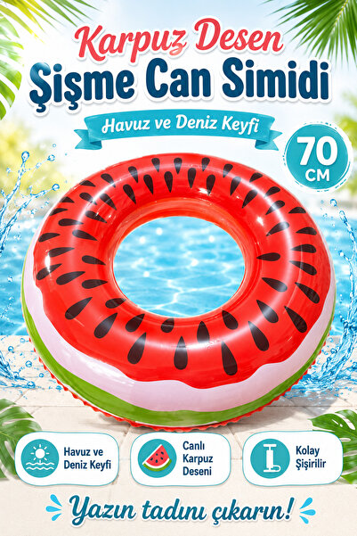 GÜZELYÜZ AVM Karpuz Model Can Simidi 70cm | Çocuk Şişme Deniz Havuz Can Yüzme...