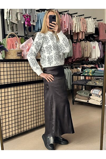 moda rüyası Women's Black Satin Skirt